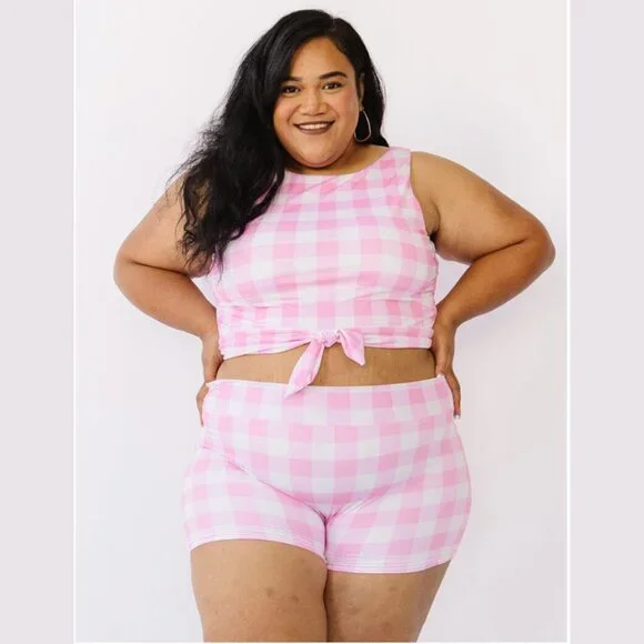 NWT Lime Ricki Pink Gingham Swimsuit 3X - Picture 1 of 11